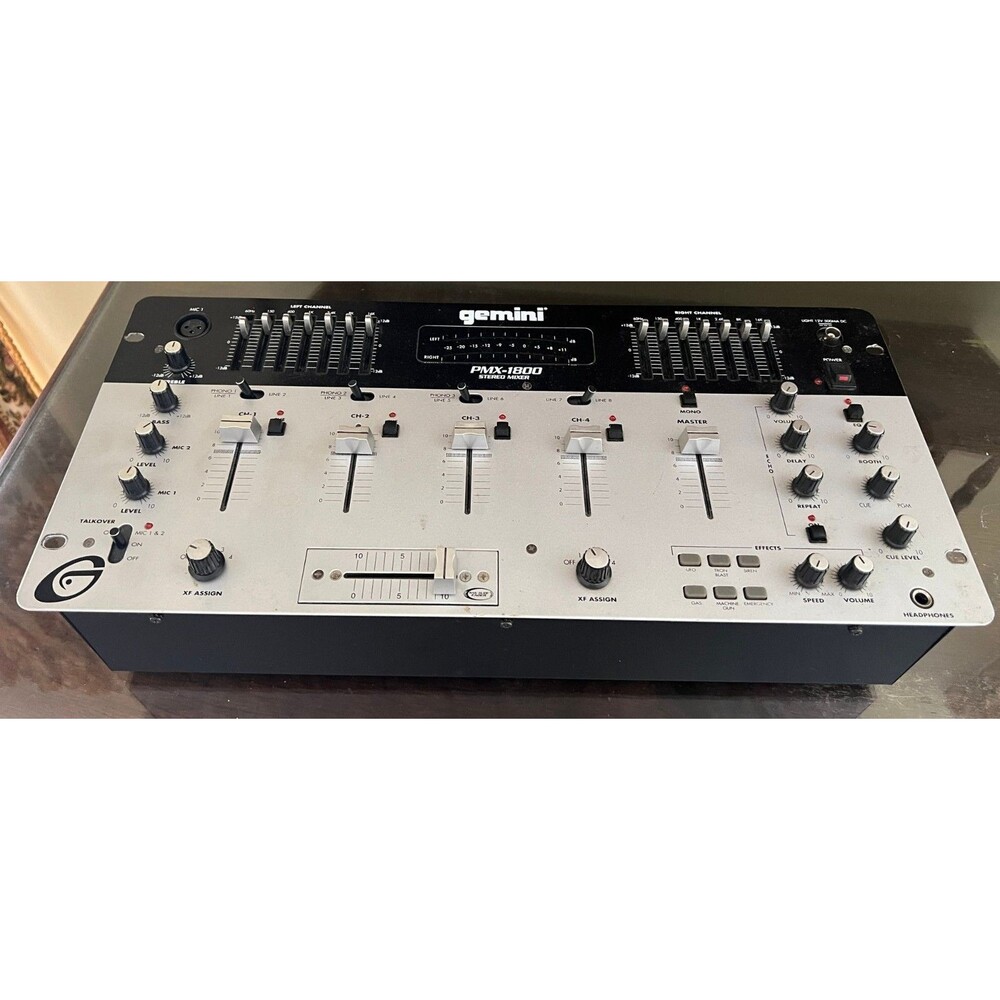 Gemini PMX-1800 Stereo DJ Mixer w/ Built-In Effects – Tested & Working